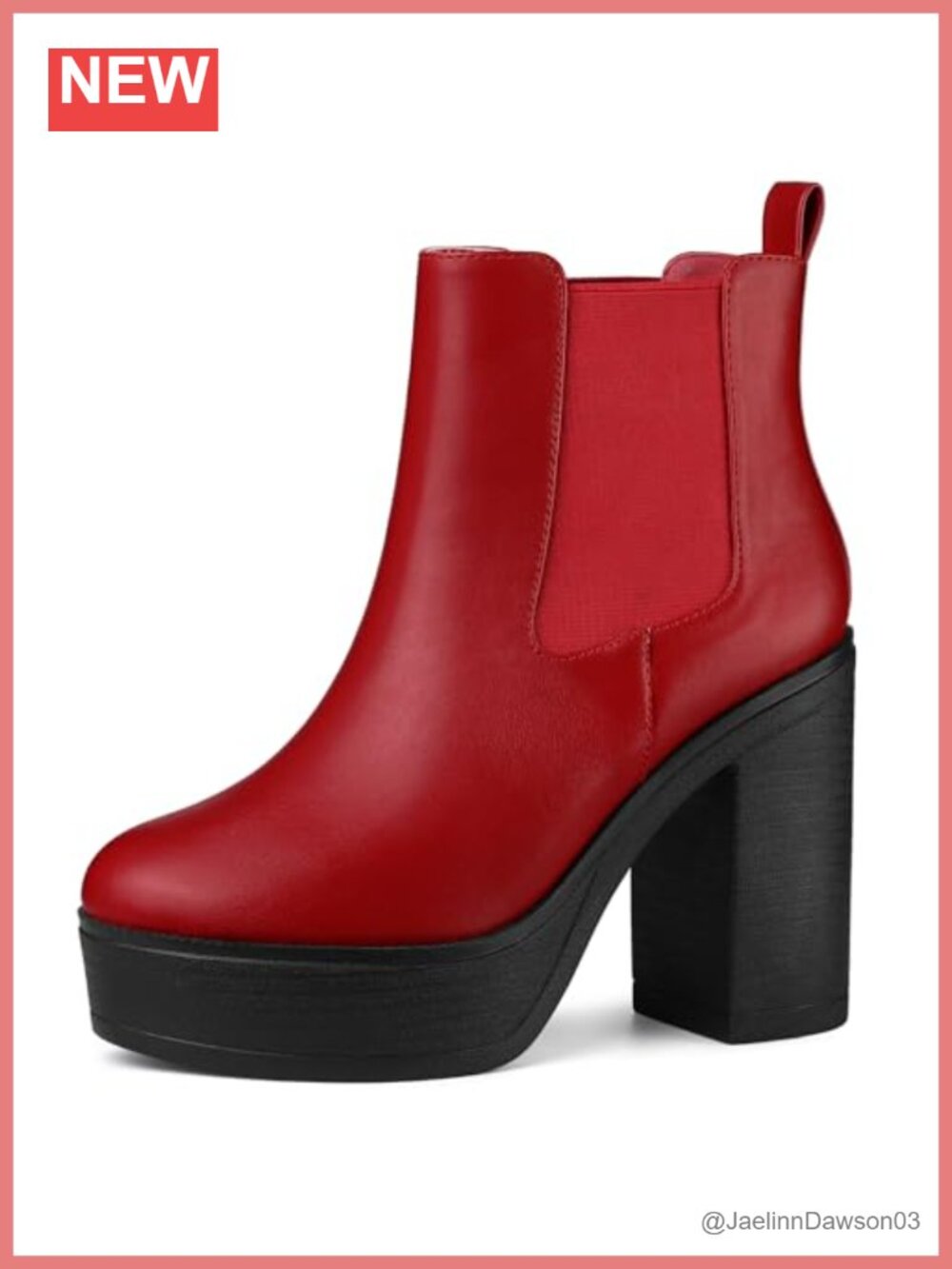 Faux Leather Chunky High Heel Platform Chelsea Ankle Booties